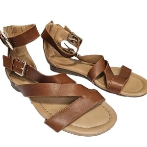 Franco Sarto brown leather strappy sandals size 6M